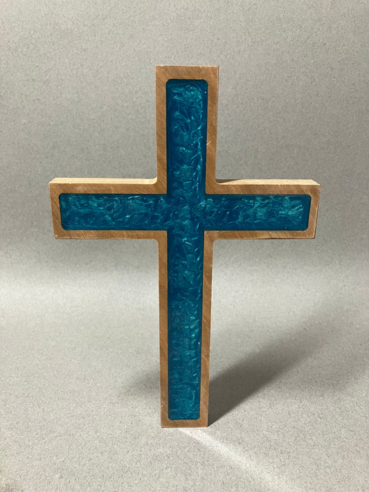 Pecan/Hickory aqua cross